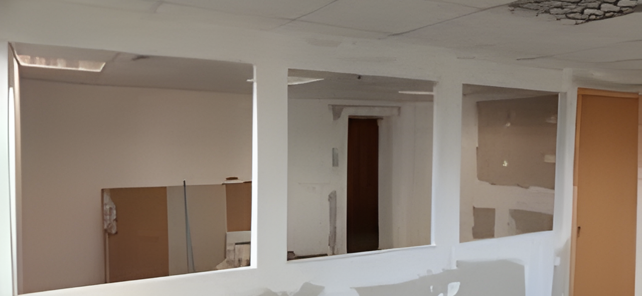 Divisória drywall em projeto de escritório