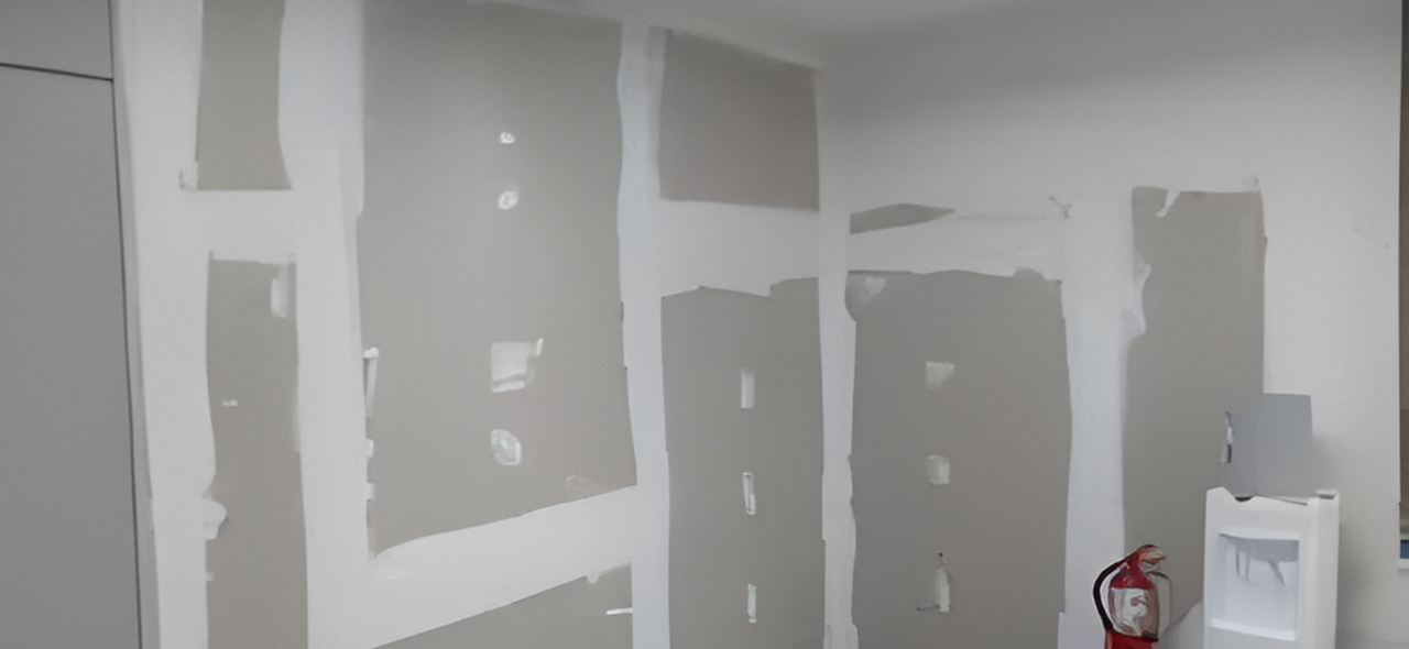 Divisória drywall finalizada em ambiente empresarial